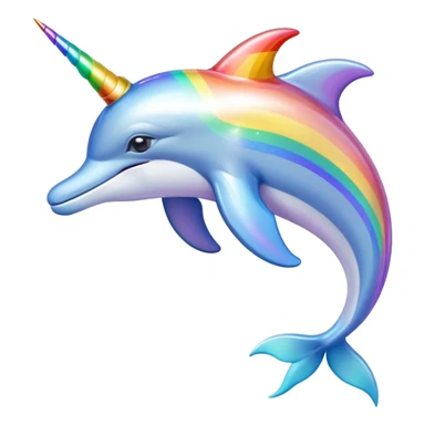 Dolphin with a rainbow and a unicorn horn sticker