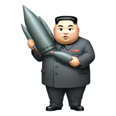 fat Kim jong un carrying a cute missle by hands sticker