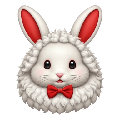 curly bunny with red bowtie sticker