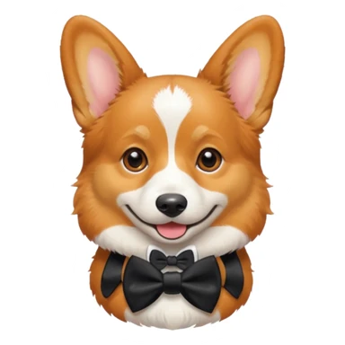 Corgi with black bow tie, half body sticker