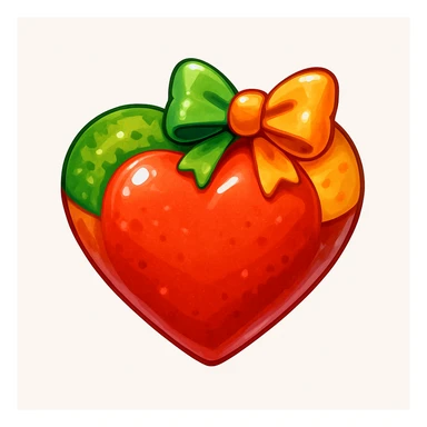 food heart emoji, shiny, with a bow accent sticker
