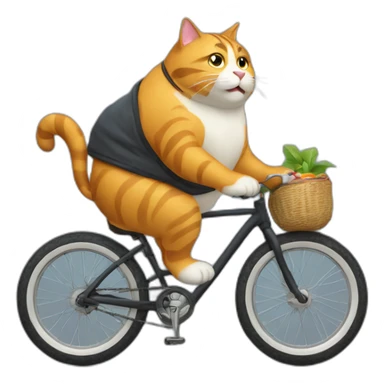 Fat-cat-riding-a-bike sticker