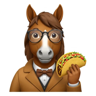 horse holding taco with glasses sticker
