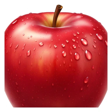 Cinematic crisp, shiny red apples, glistening under soft natural light, perfectly round with tiny water droplets, warm rich hues, highly detailed and fresh. sticker