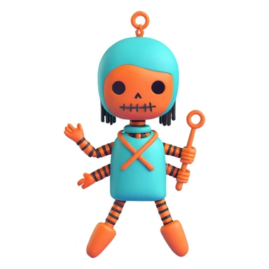 teal and orange voodoo doll sticker
