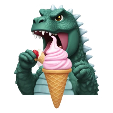 Godzilla eating an ice cream cone sticker