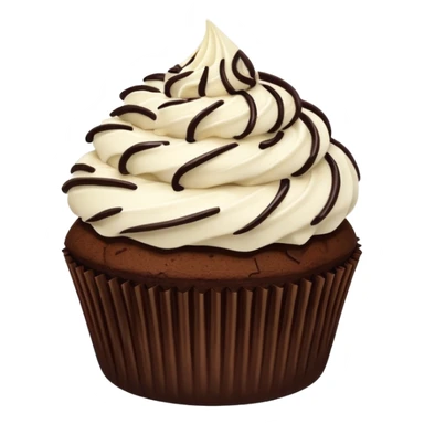 Chocolate cupcake with vanilla frosting, shredded coconut & chocolate drizzle sticker