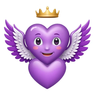 Purple Heart emoji white wings and smiling face sticker
