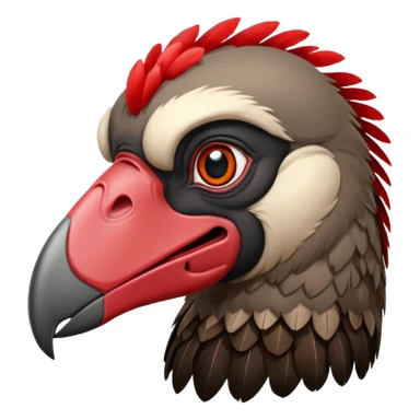 Mature vulture with black and red feathers looking towards the center of the image. sticker