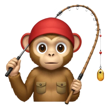 monkey holding fishing rod sticker
