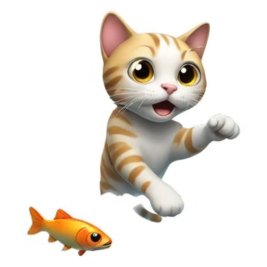 Cat trying to catch a fish from its aquarium  sticker