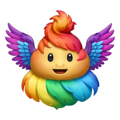 Rainbow Poop emoji face with wings sticker