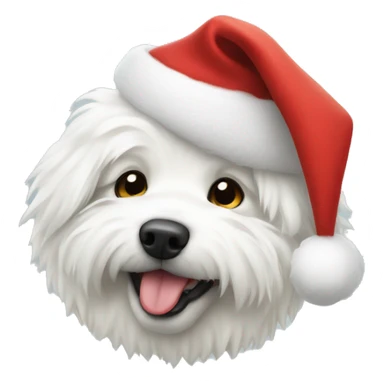 White fluffy dog with Santa hat sticker