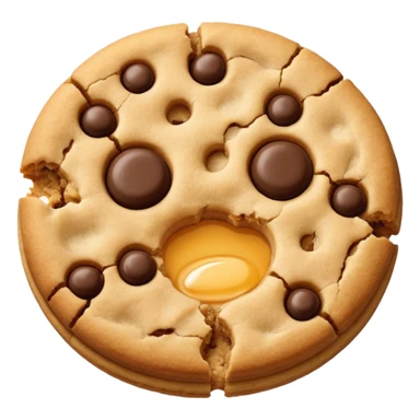 Two plain cookies, one bitten sticker