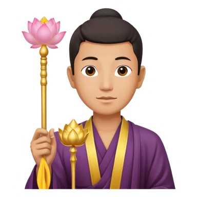 asian man, scepter, buddhism, lotus sticker