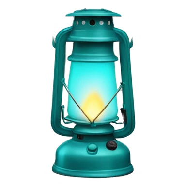 Realistic camping turquoise lit camping lantern lisolated. sticker