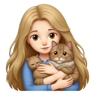 A long-haired girl hugs a British longhair cat tightly sticker