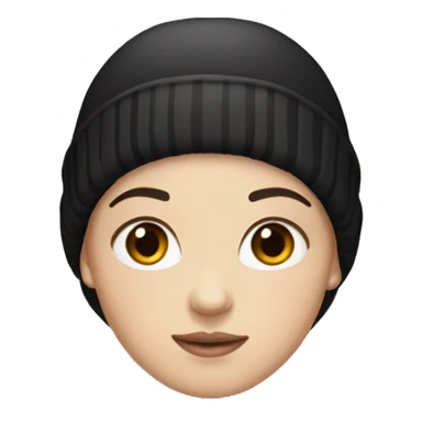 White girl with short black hair wearing a beanie  sticker