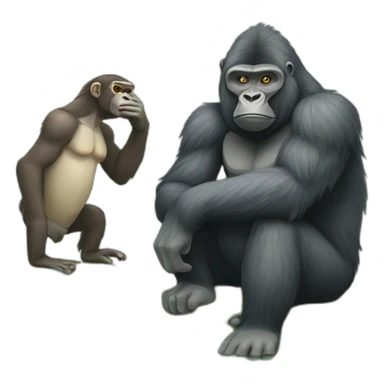 gorilla with frog with baboon sticker