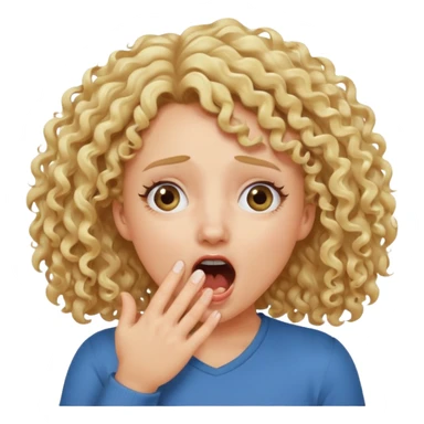 Emoji di ragazza bionda riccia che urla e mette una mano ben aperta in faccia davanti la bocca e gli occhi sticker
