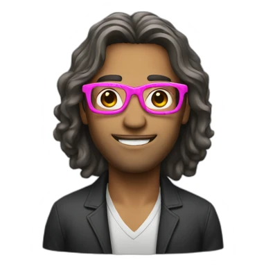 Man with long hair and pink glasses  sticker