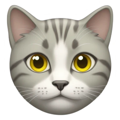 yellow, grey, and white fat female cat green eyes sticker