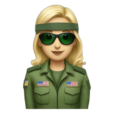 Blonde military Pilot with green uniform wearing sunglasses  sticker