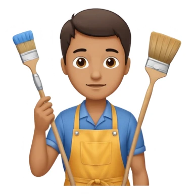 Man in apron cleaning brush sticker