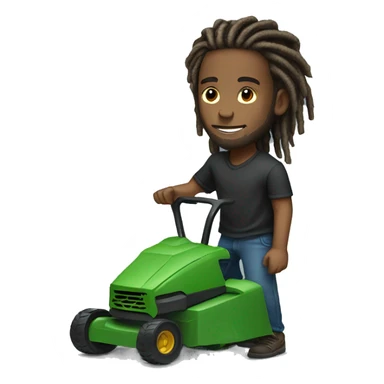 Light brown skin  man with dreads on law mower sticker
