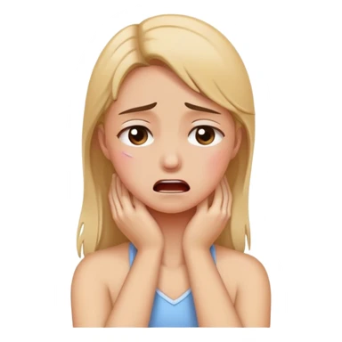 Girl holding her neck crying  sticker