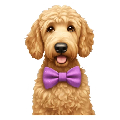 Golden doodle wearing a bow tie sticker