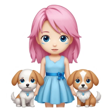 "Chibi-Anime-Girl mit Hundeohren, pinken Haaren, großen blauen Augen und breitem Grinsen." sticker