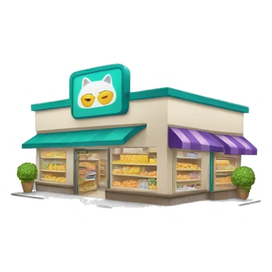 Shopping mart in the shape of a cat sticker