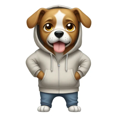 Dog standing on two feet with his hands inside his hoodie sticker