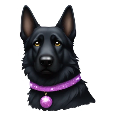 All black German shepherd with glitter frowning sticker