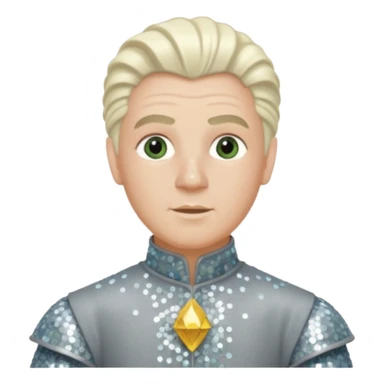 Servant Boq from the Wizard of Oz with white blonde hair, gray sequin outfit sticker
