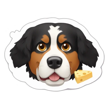 Bernese mountain dog eating swiss cheese raclette sticker