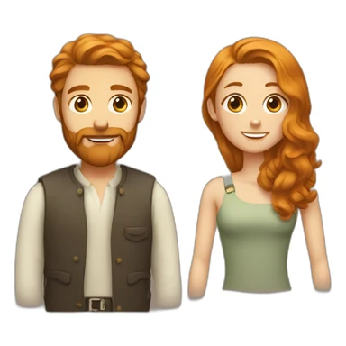 Man with beard and girl with ginger long hair  sticker