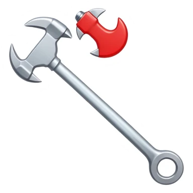 a white hammer and wrench with a bubble around it that is red sticker