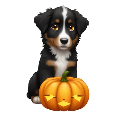 black australian shepherd puppy in a pumpkin sticker