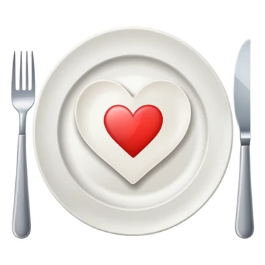 plate with fork on left & knife on right with heart on plate sticker