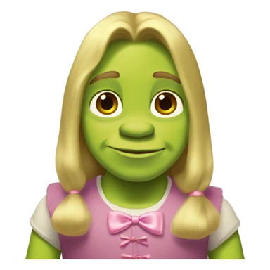 shrek with pink bow in his long blonde hair  sticker