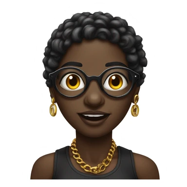 Negra, bonita, gordinha, com piercing no nariz direito, bochechuda, com oculos, 9 piercing na orelha sticker