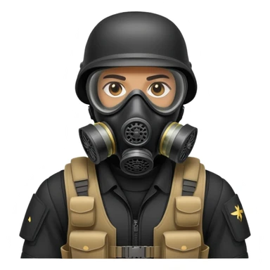 soldier in black bulletproof vest and gas mask sticker