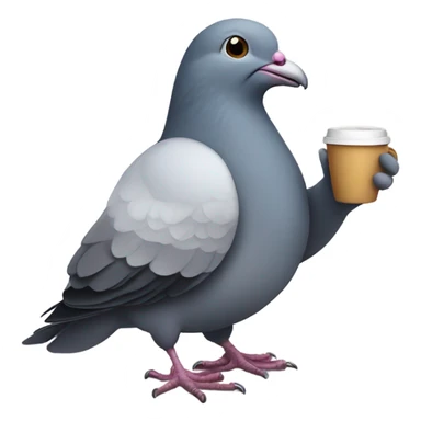 Pigeon holding a cup of coffee  sticker