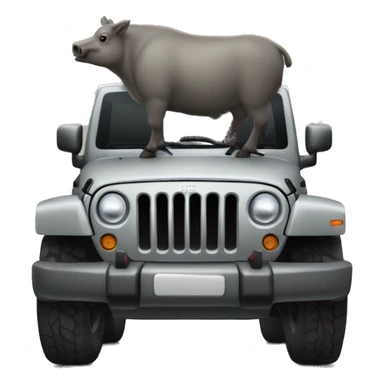 Jeep rubicon grey with a big boar on the front door sticker