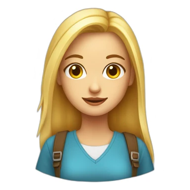 Emoji de chica  rubia estudiante con libro sticker