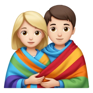 Boy and girl carrying blanket for sell sticker