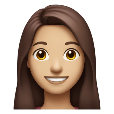 Smiling brunette girl long burgundy hair brown eyes small nose and big perfect smile  sticker