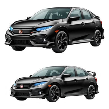 Make an emoji of a 2024 Honda civic sport with a black exterior with no added color  sticker
